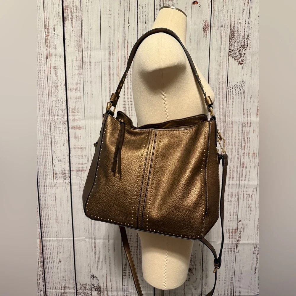 Montana West Bronze Studded Shoulder Bag - Picture 1 of 9